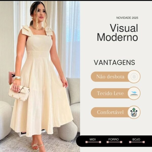 Vestido Longo de Linho Forrado - Image 5