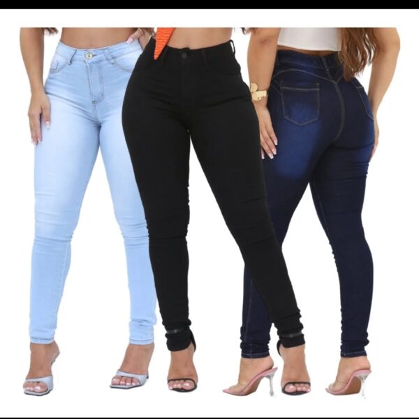 Kit 3 Calças Femininas Cintura Alta Salig Jeans