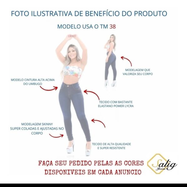 Kit 3 Calças Femininas Cintura Alta Salig Jeans - Image 8