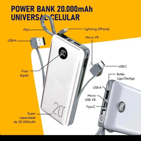 Power Bank 20.000mAh com Display Digital  - Image 4