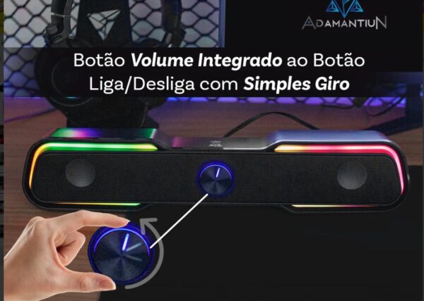 Soundbar Caixa De Som Usb P2 Adamantiun Kurt S11a Para Pc Computador Notebook Tv Led Rgb - Image 5